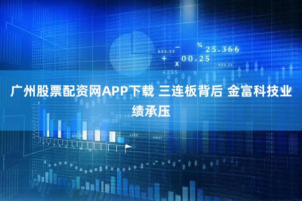 广州股票配资网APP下载 三连板背后 金富科技业绩承压