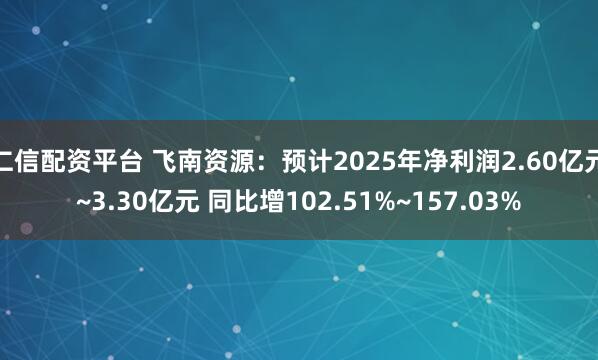 仁信配资平台 飞南资源：预计2025年净利润2.60亿元~3.30亿元 同比增102.51%~157.03%